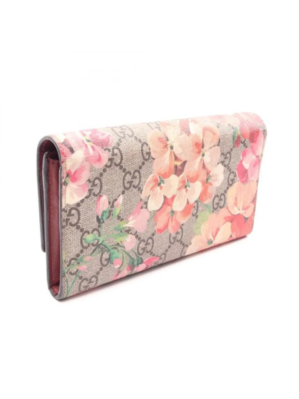 Gucci Bifold Wallet GG Blue Mus Continental Beige Brown Multi Canvas